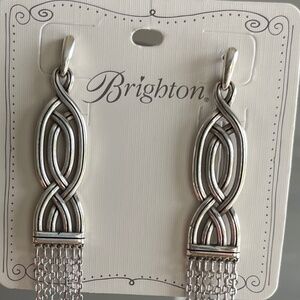 BRIGHTON Interlok INTERTWINE FRINGE Silver Post Drop EARRINGS Nwtag